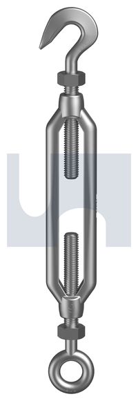 316 stainless steel turn burkle hook to eye:m12 x 200mm - pack of 1